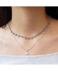 The Lovery Mini Asymmetrical Cz Heart Necklace Sterling Silver