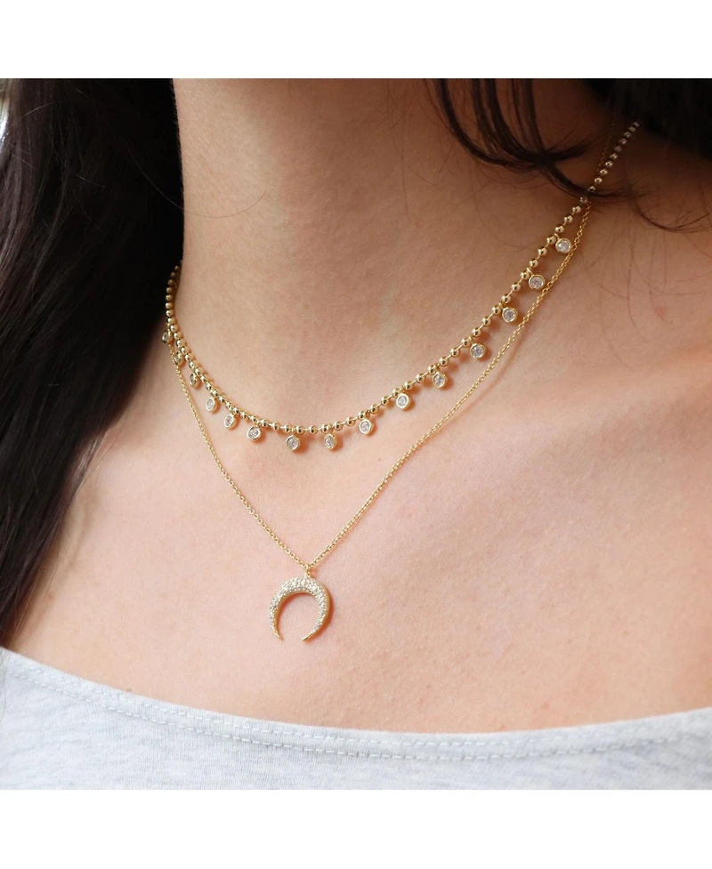 The Lovery Cz Crescent Horn Necklace 14K Gold Plated Sterling Silver