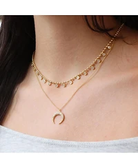 The Lovery Cz Crescent Horn Necklace 14K Gold Plated Sterling Silver