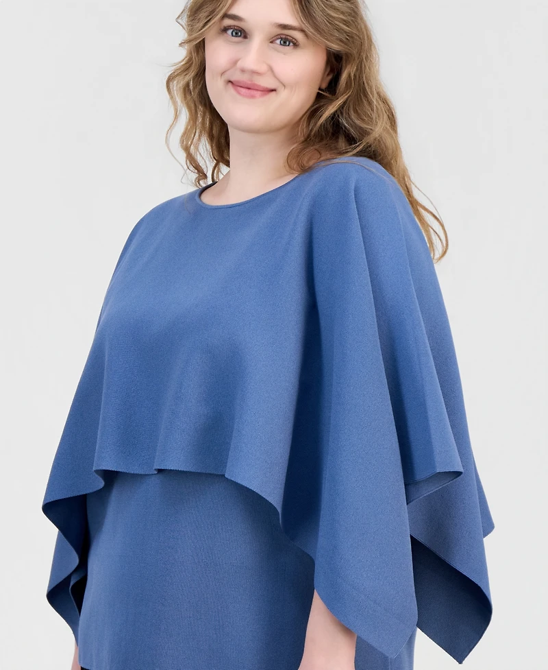 Anne Klein Plus Asymmetric Cape Knit Top