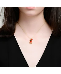 GiGiGirl 14K Gold Plated Radiant Enamel Teddy Bear and Heart Necklace