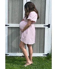 Pinkblush Maternity White Textured Bubble Sleeve Mini Dress