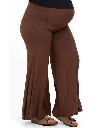 Pinkblush Plus Size Fold Over Waist Wide Leg Lounge Pants