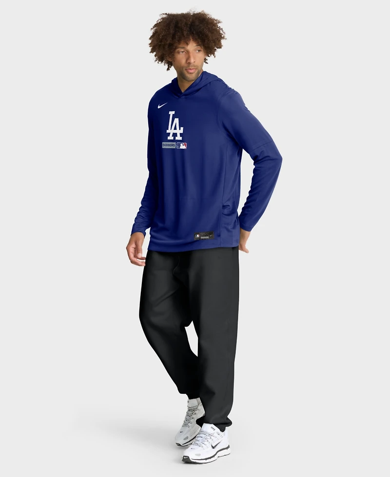 Nike Men's Royal Los Angeles Dodgers Authentic Collection Dri-fit Long Sleeve Hoodie