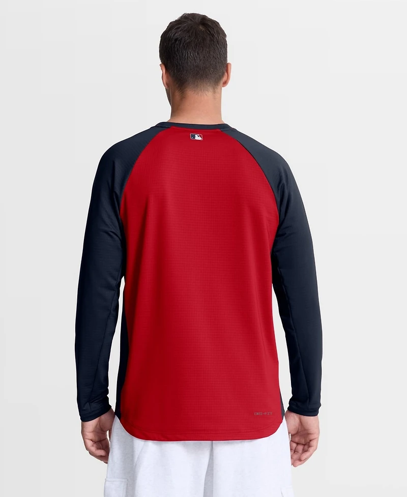 Nike Men's Red Atlanta Braves Authentic Collection Raglan Dri-fit Sweatshirt