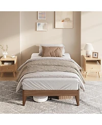gaomon Wood Platform Bed Frame, Solid Wooden Legs and Wooden Slats Support, Sturdy Metal Central Structure, No Box Spring Needed