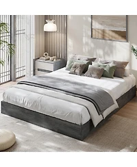 homfan Twin Xl Size Wood Platform Bed Frame, Wooden Bed Frame Without Headboard, Wood Slat Support, No Box Spring Needed, Easy Assembly