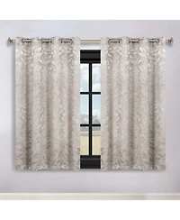 Superior Leaves Textured Blackout Curtain Set of 2, 52" x 63"