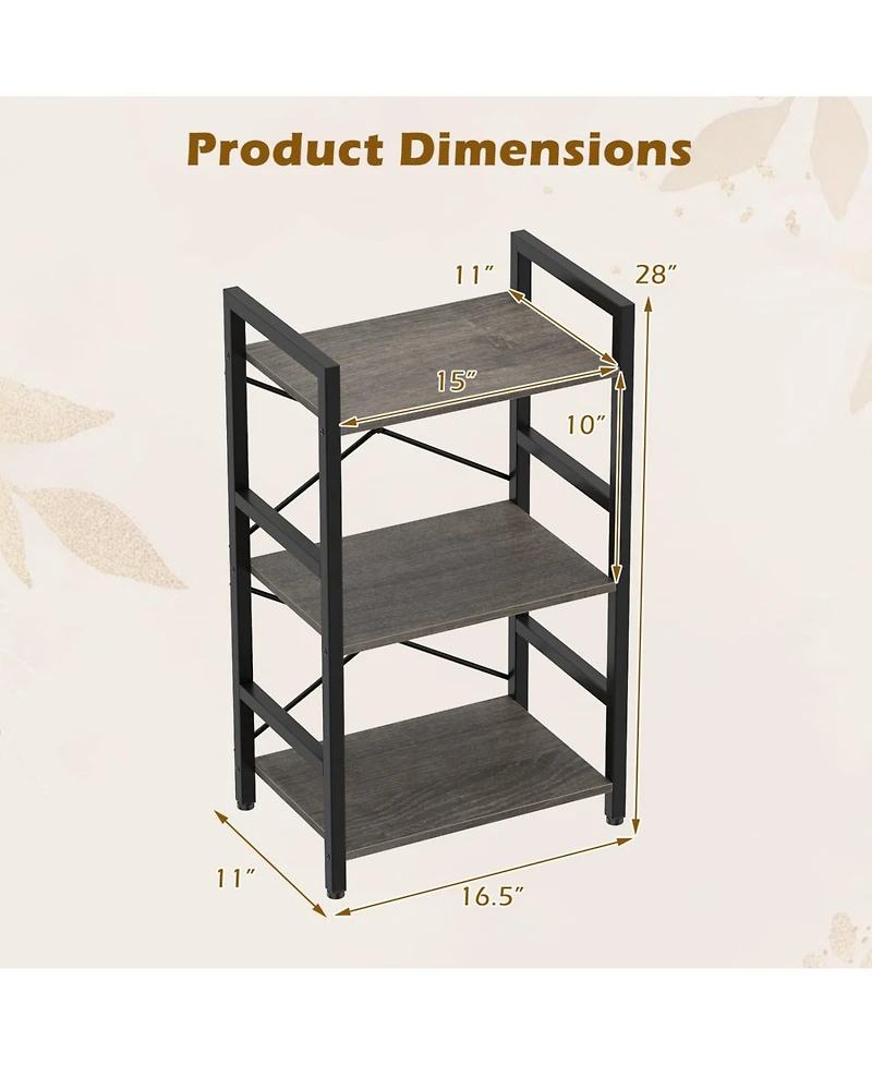 Slickblue Modern Study Bookshelf with Metal Frame and Wooden Shelves