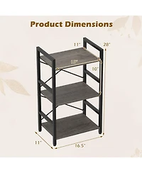 Slickblue Modern Study Bookshelf with Metal Frame and Wooden Shelves