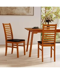 Costway Modern Dining Chair Kitchen with Rubber Wood Legs and Slatted Backrest