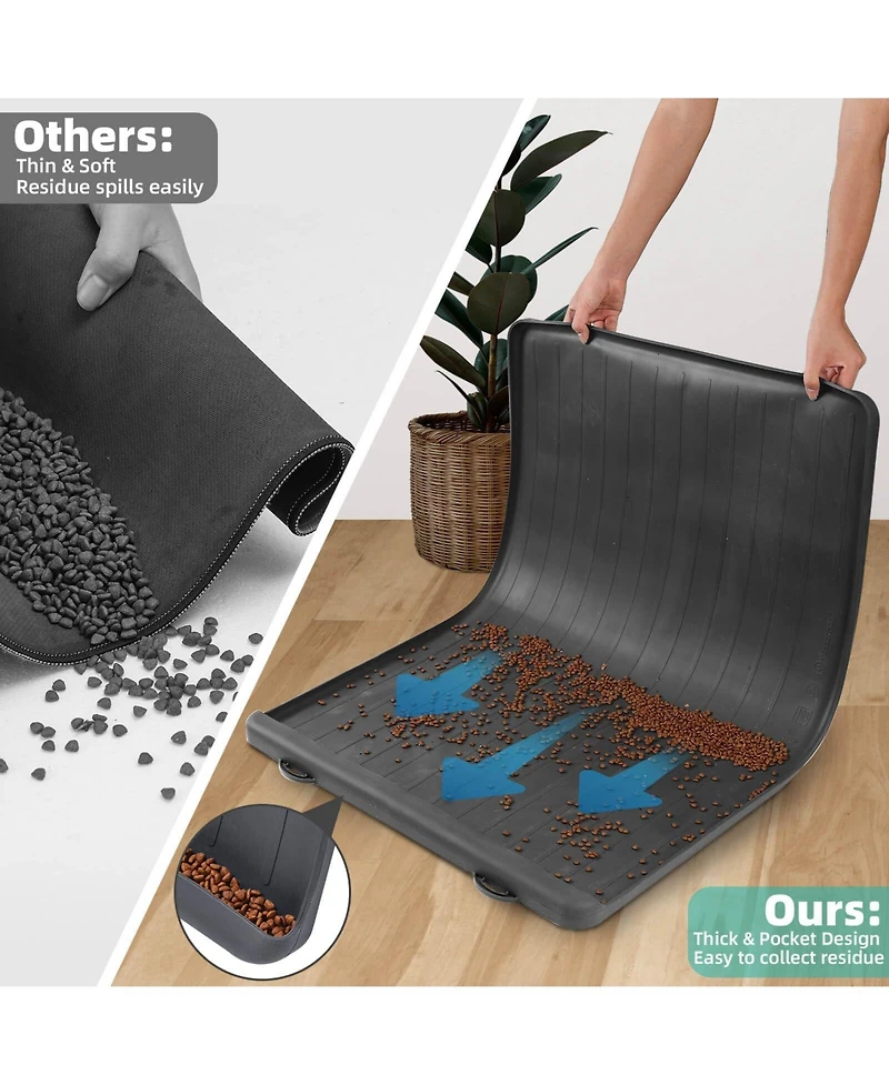Aronkl Large Waterproof Pet Feeding Mat with Collection Pocket Anti Slip Bite Resistant