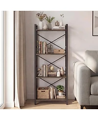Slickblue Modern 4-Tier Freestanding Narrow Bookcase with Metal Frame