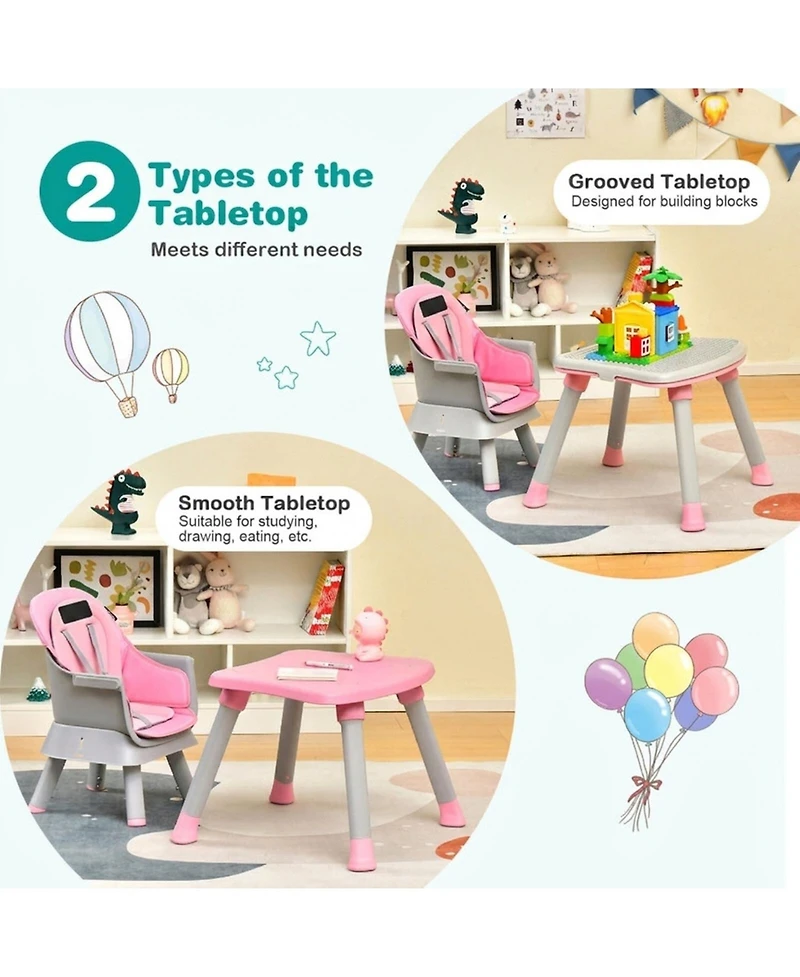 Gouun Toddler 6 in 1 Convertible High Chair with Adjustable Removable Tray and Booster
