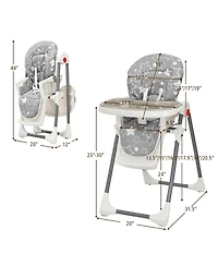 Gouun Toddler Folding High Dining Chair with 6 Level Height Adjustment and Wheels