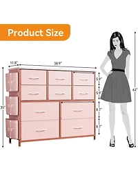 homfan 10-Drawer Fabric Storage Cabinet, Freestanding Organizer Tower with Non-Woven Drawers for Bedroom Closet Nursery