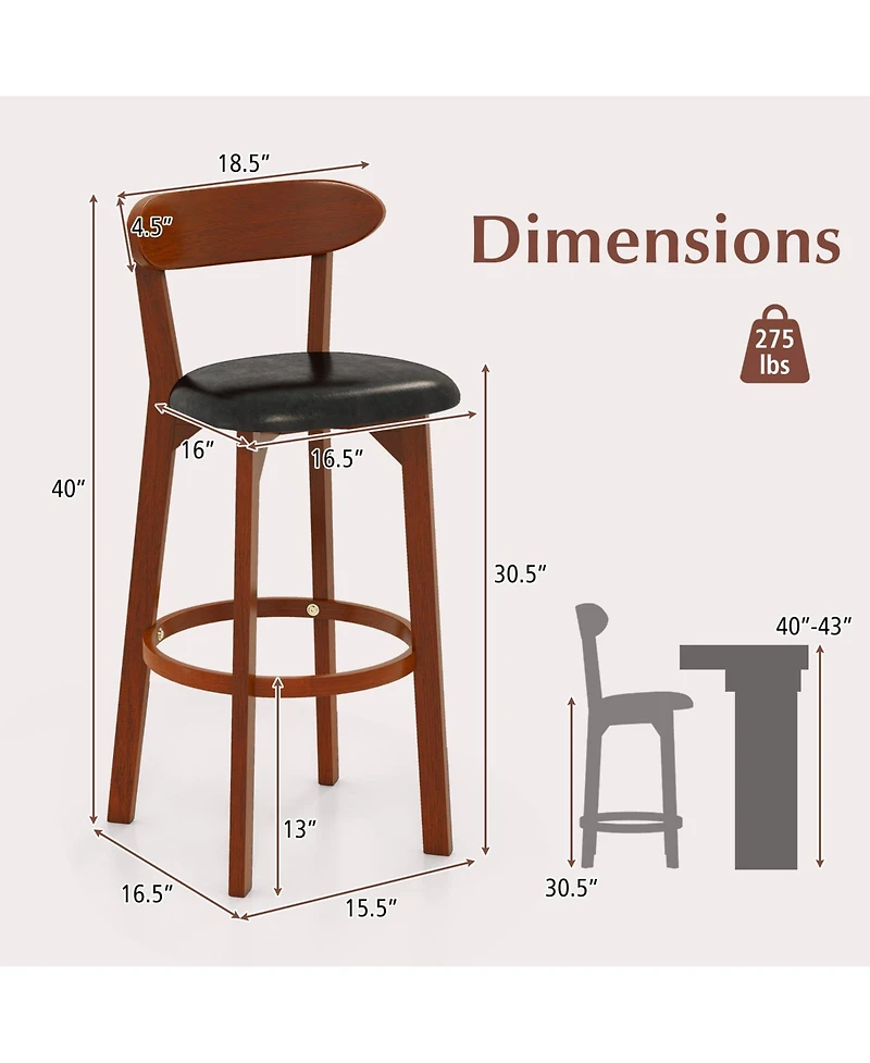 Slickblue Set of 2 Modern Armless Upholstered Bar Chairs for Kitchen Island Seating