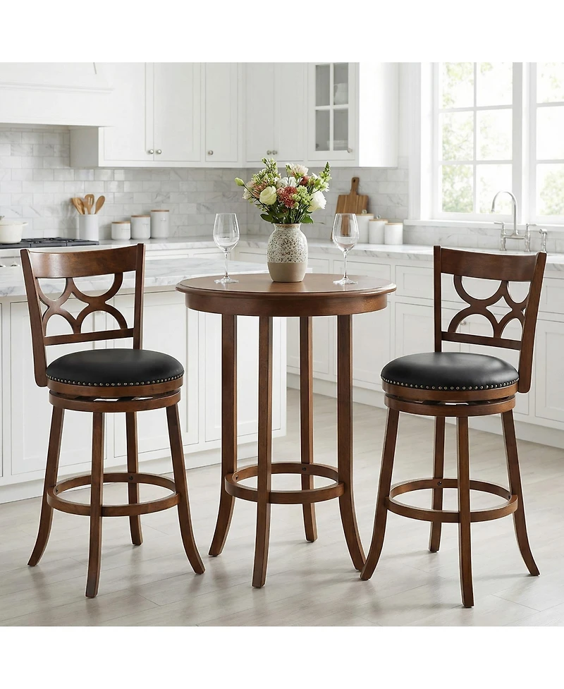 Slickblue Swivel Bar Stools Set of 2 with High Backrest & Wood Frame