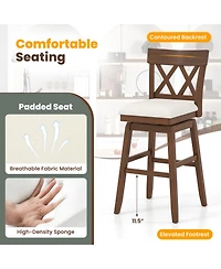 Slickblue 30 Inch Bar Stool with Swivel Padded Seat and Ergonomic Contoured Back