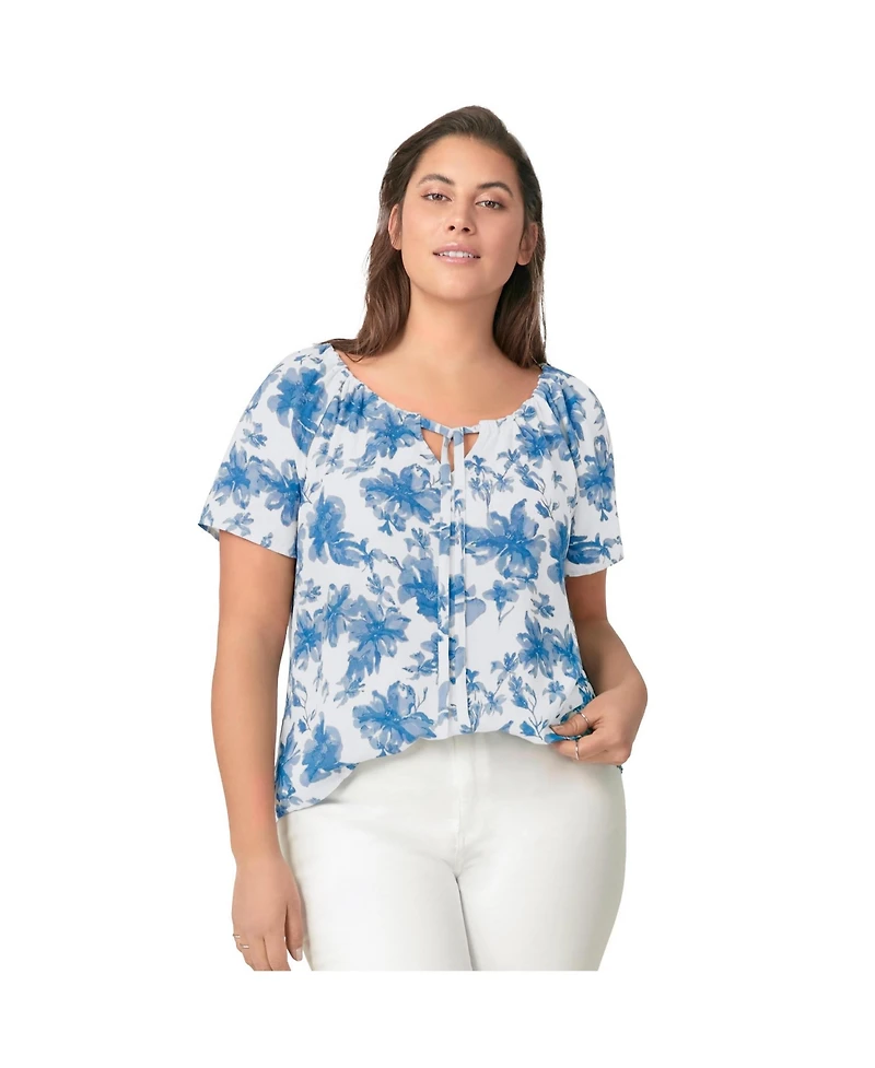 Ellos Plus Keyhole Peasant Blouse