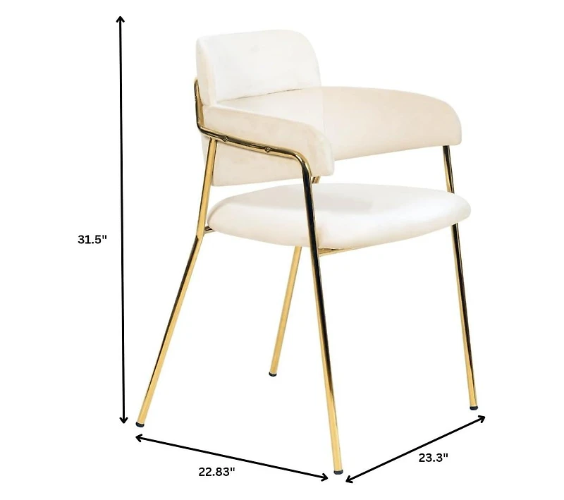 LeisureMod Axis Dining Chair Set of 2 Velvet Upholstery with Stainless Steel Legs, Accent Side for Modern Home, Kitchen and