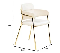 LeisureMod Axis Dining Chair Set of 2 Velvet Upholstery with Stainless Steel Legs, Accent Side for Modern Home, Kitchen and