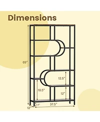 Slickblue Tall 5-Tier Bookcase with U-Shaped Open Shelves