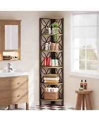 Slickblue Corner Bookshelf with 6-Tier Open Storage Rack