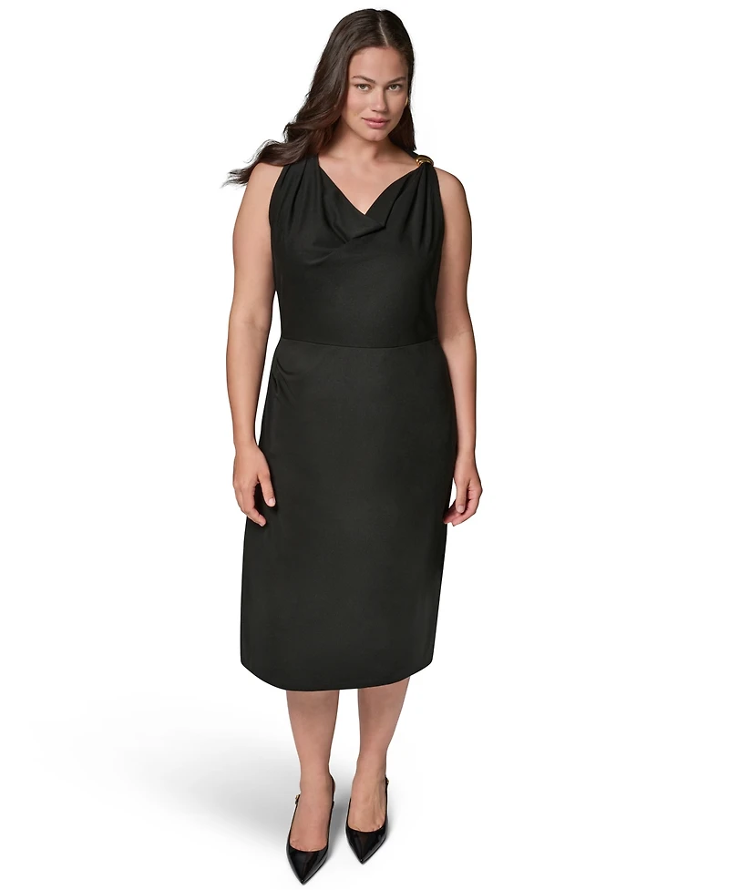 Donna Karan New York Plus Shoulder Hardware Sleeveless Midi Dress