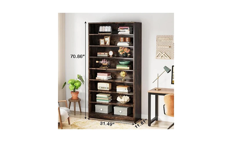 Slickblue Freestanding 9-Tier Bookshelf Organizer for Home or Office Display