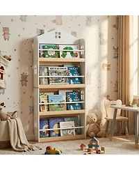 Slickblue Kids House-Style Bookshelf with Safety Baffles
