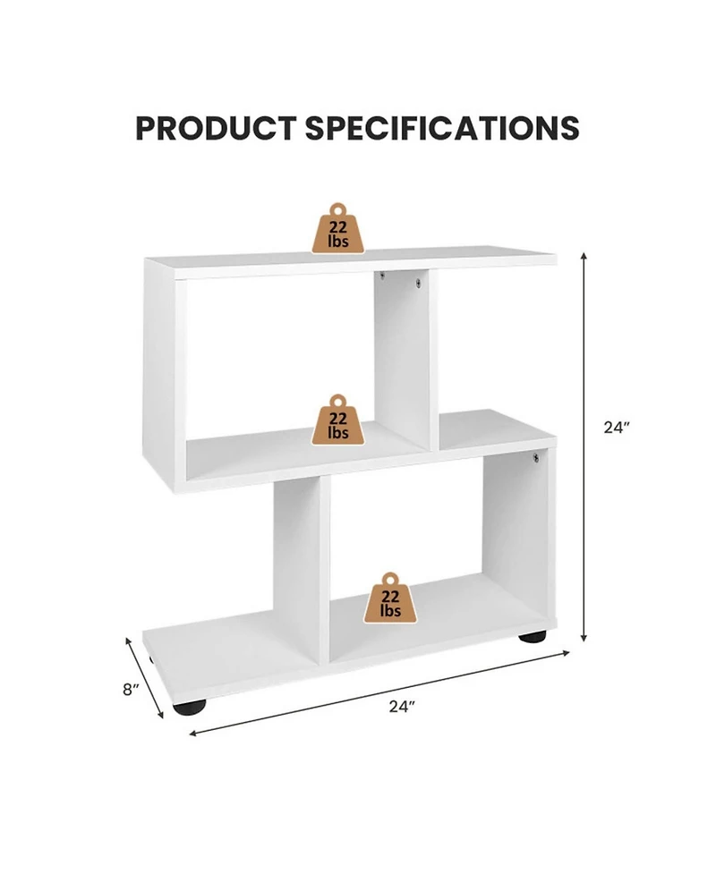 Gouun 24-Inch 3-Tier Geometric Bookshelf with Open Display Cubes