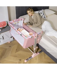 Gouun Baby Folding Bedside Bassinet Sleeper with 4 Adjustable Heights
