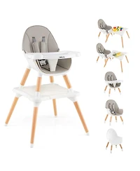 Gouun Toddler 6-in-1 Convertible Wooden High Chair