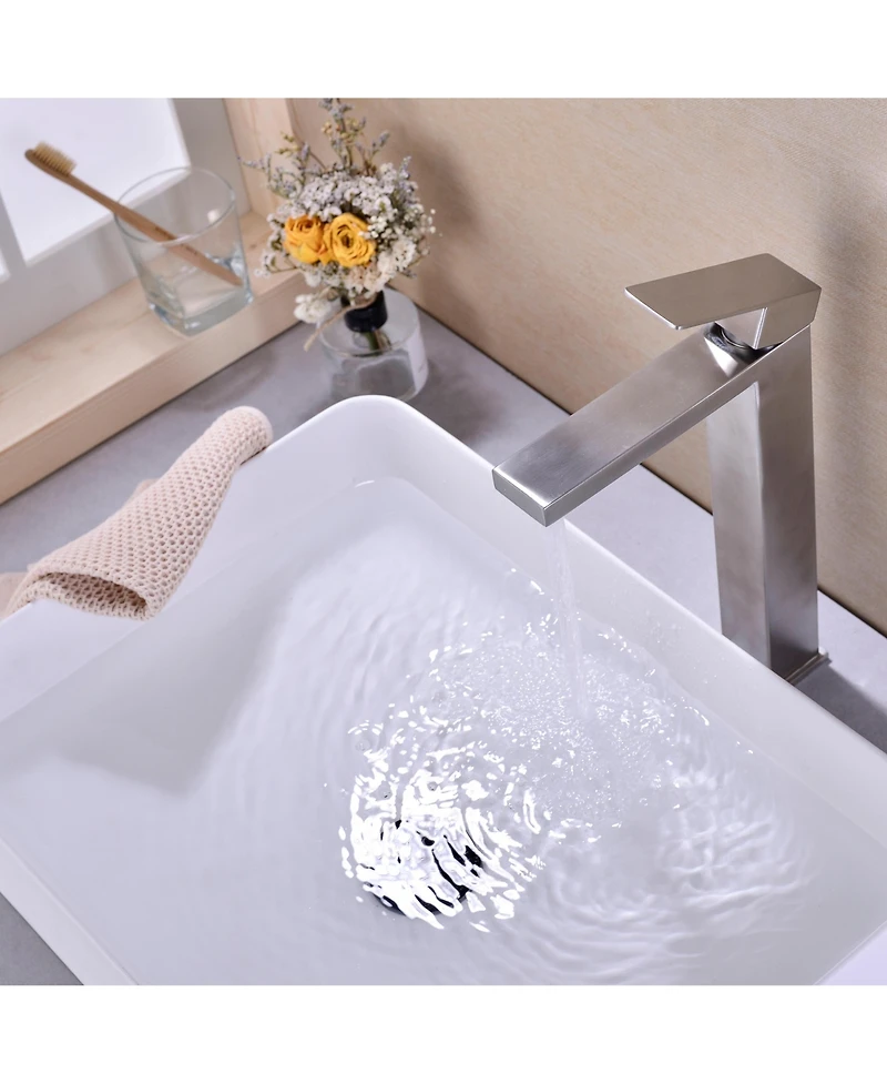 Phying Single Handle Sink Brushed Nickel Vanity Bathroom Faucet, Basin Mixer Tap