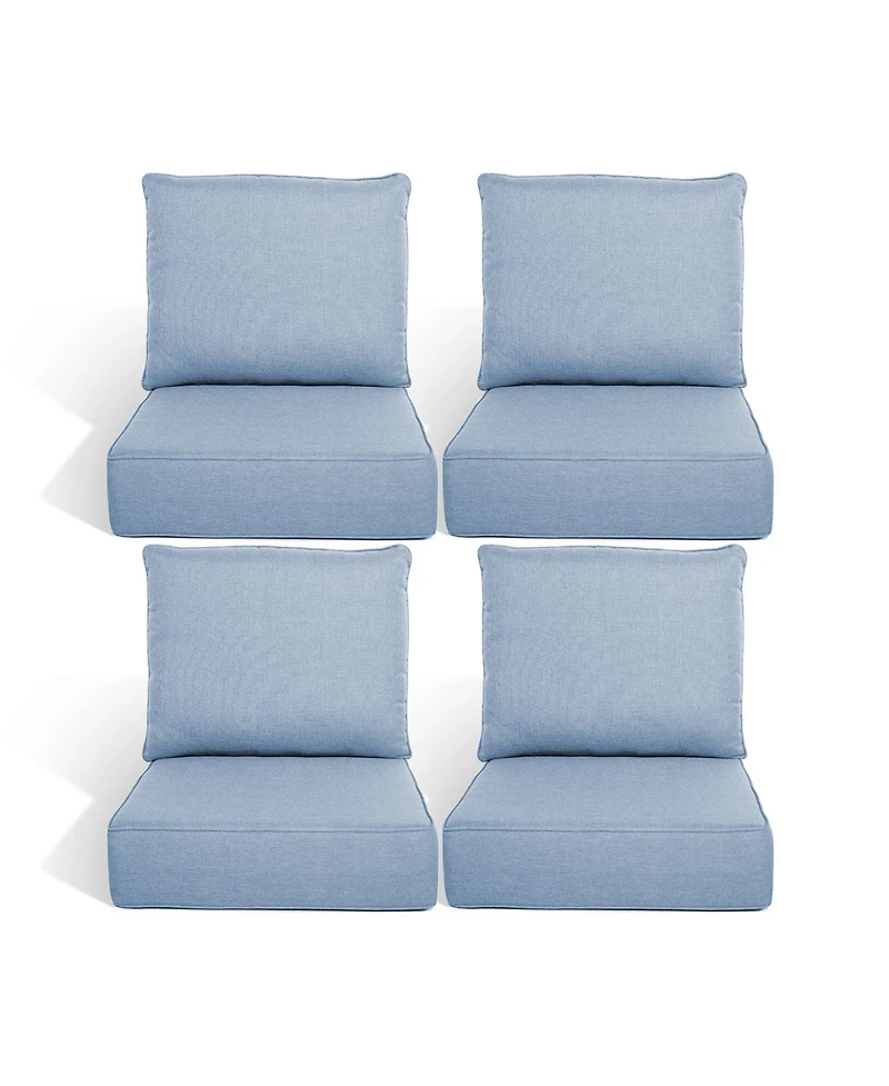 Pocassy Outdoor Chair Cushions Set of 4, Patio Furniture - Removable Cover, Water-Repellent, Replacement for Deep Seat Sofa