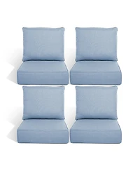 Pocassy Outdoor Chair Cushions Set of 4, Patio Furniture - Removable Cover, Water-Repellent, Replacement for Deep Seat Sofa