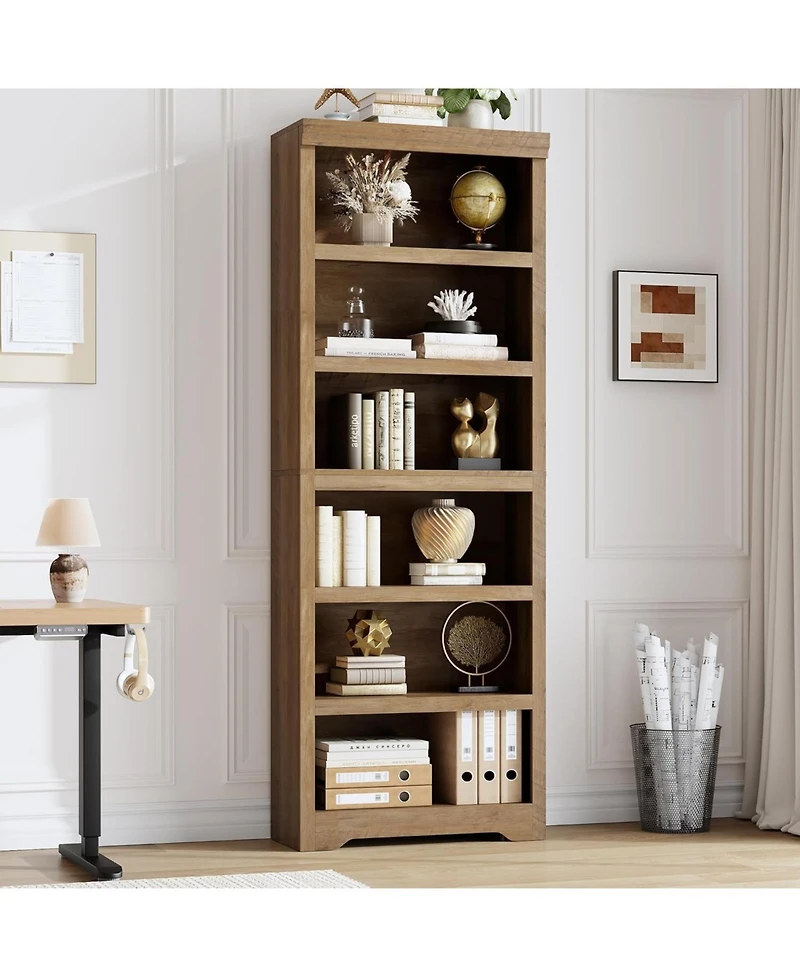 homfan Versatile File Organizer – Rustic Wooden Cabinet with Adjustable Shelf, 2-Tier Tall Bookcase for Home Office and Living Room