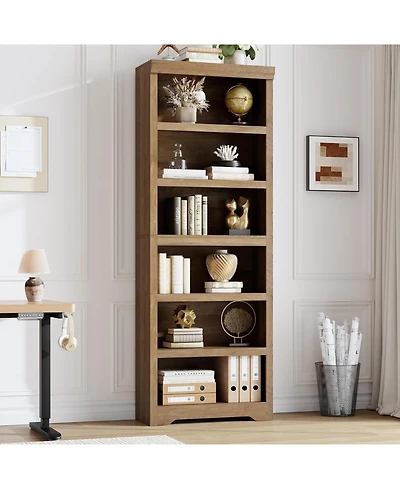 homfan Versatile File Organizer – Rustic Wooden Cabinet with Adjustable Shelf, 2-Tier Tall Bookcase for Home Office and Living Room
