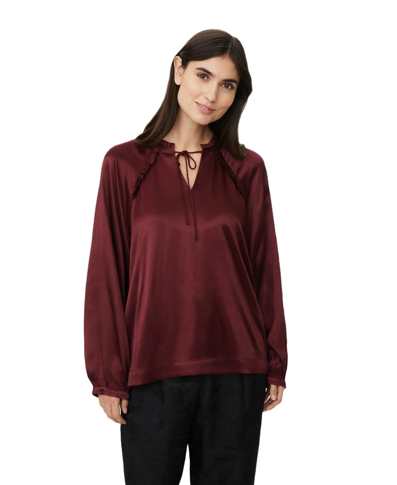 Masai Copenhagen Women's Maberonix Tie Ruffle Neck Blouse