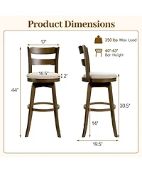Slickblue Set of 2 30.5 Inch Swivel Bar Stools with Cushioned Seat and Backrest
