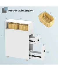 Volenca Slim Bathroom Cabinet Wooden Toilet Organizer with Deep Slide Out Drawers