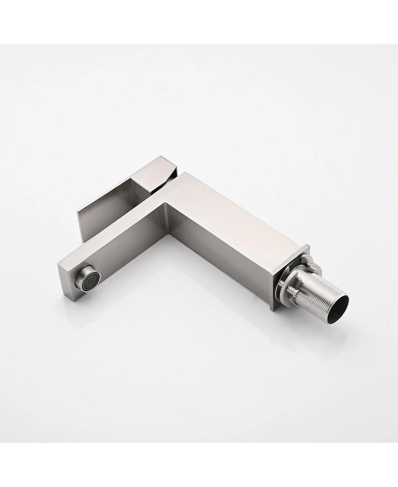 Midola Bathroom Faucet Single Hole, Single Handle Stainless Steel Faucet for Bathroom Sink with Deckplate and Drain Assembly