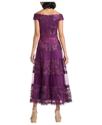 Tadashi Shoji Women's Adriane Floral Embroidered Tea-Length Dress