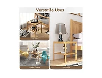 2 Pieces 2 Tiers Bamboo Nightstand for Living Room Bedroom-Natural