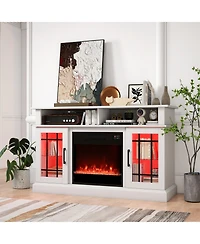 Slickblue Modern Fireplace Tv Stand with Storage for 55 Inch TVs