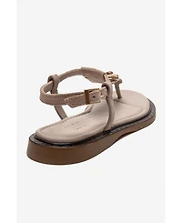 Forever & Always Shoes Women's Tiana Leather Buckled Sandal