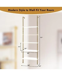 Gouun 5-Tier Wall-Mounted Ladder Bookcase with Sprayed Steel Frame