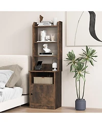 Gouun 6-Tier Bookshelf Nightstand Charging Station Cabinet 2 Usb Ports