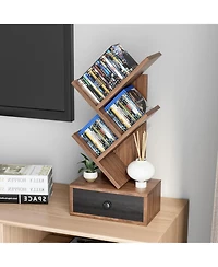 Gouun 24 Inch Tall Compact Tree-Shape 5-Tier Bookcase with Drawer for Desk and Corner